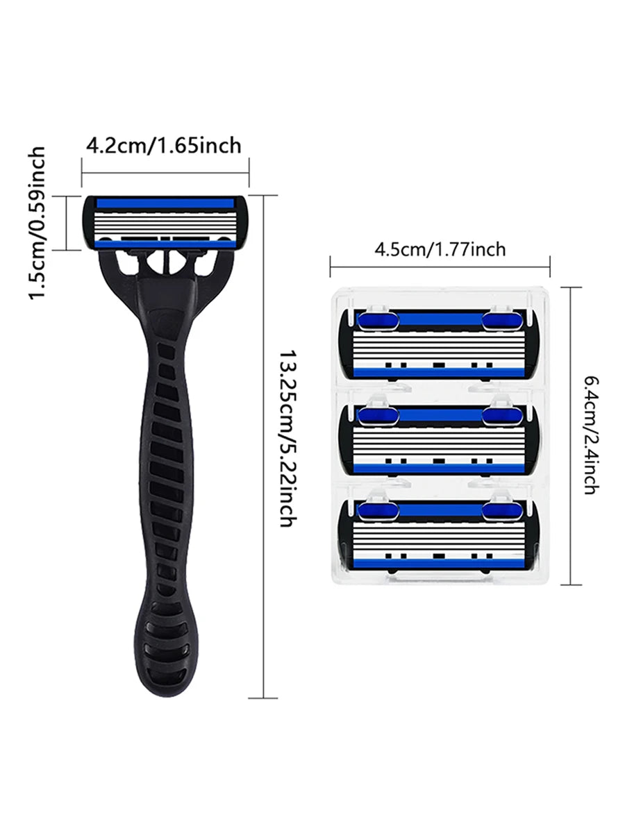 TheEverydayMan 6‑Blade Shaving Razor Set with 12 Refills