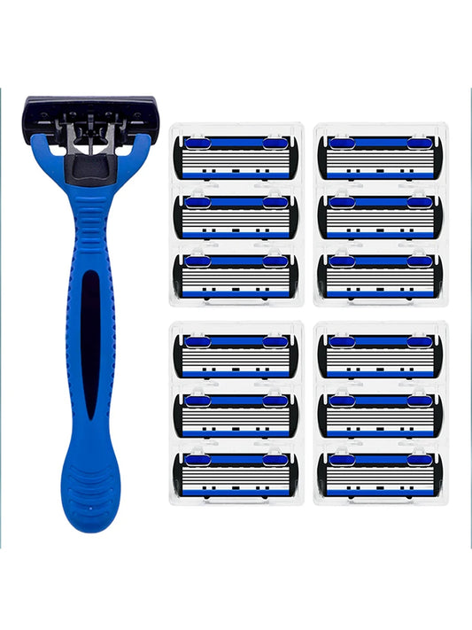 TheEverydayMan 6‑Blade Shaving Razor Set with 12 Refills